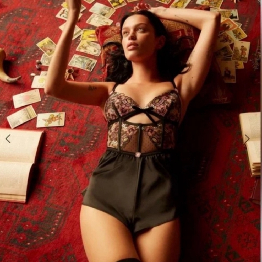 New!For Love and Lemons Clara Floral Lace Romper